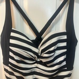 Retro Torrid Black and White Striped Bikini Top / IMMACULATE!